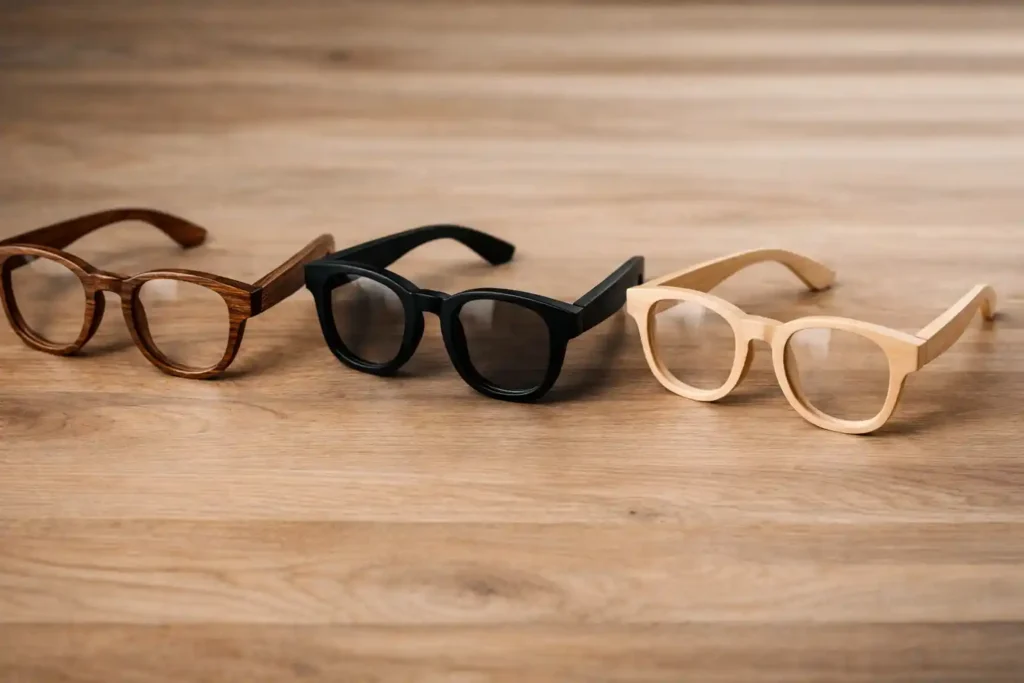 Occhiali in legno artigianali in noce, ebano e acero a confronto