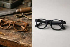 Produzione industriale e artigianale a confronto negli occhiali in legno